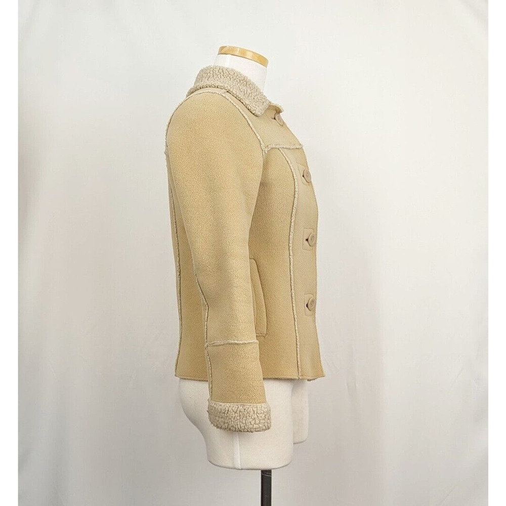 Vintage Y2K Old Navy Jacket Tan Fleece Faux Ranch Chore Women's Size XS - Picture 3 of 8